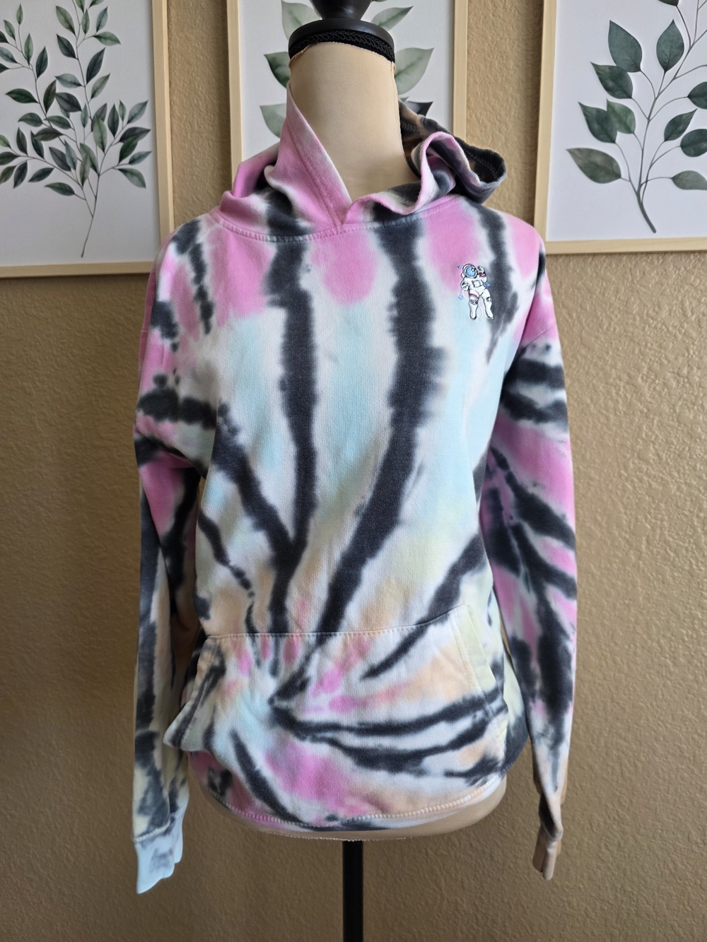 Eighty Eight Pastel Tie-Dye Astront Hoodie in Pink, Blue & Black Size Youth XL